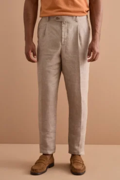 Abito Slim Fit Monopetto Semifoderato in Lino Melange - CAFFE