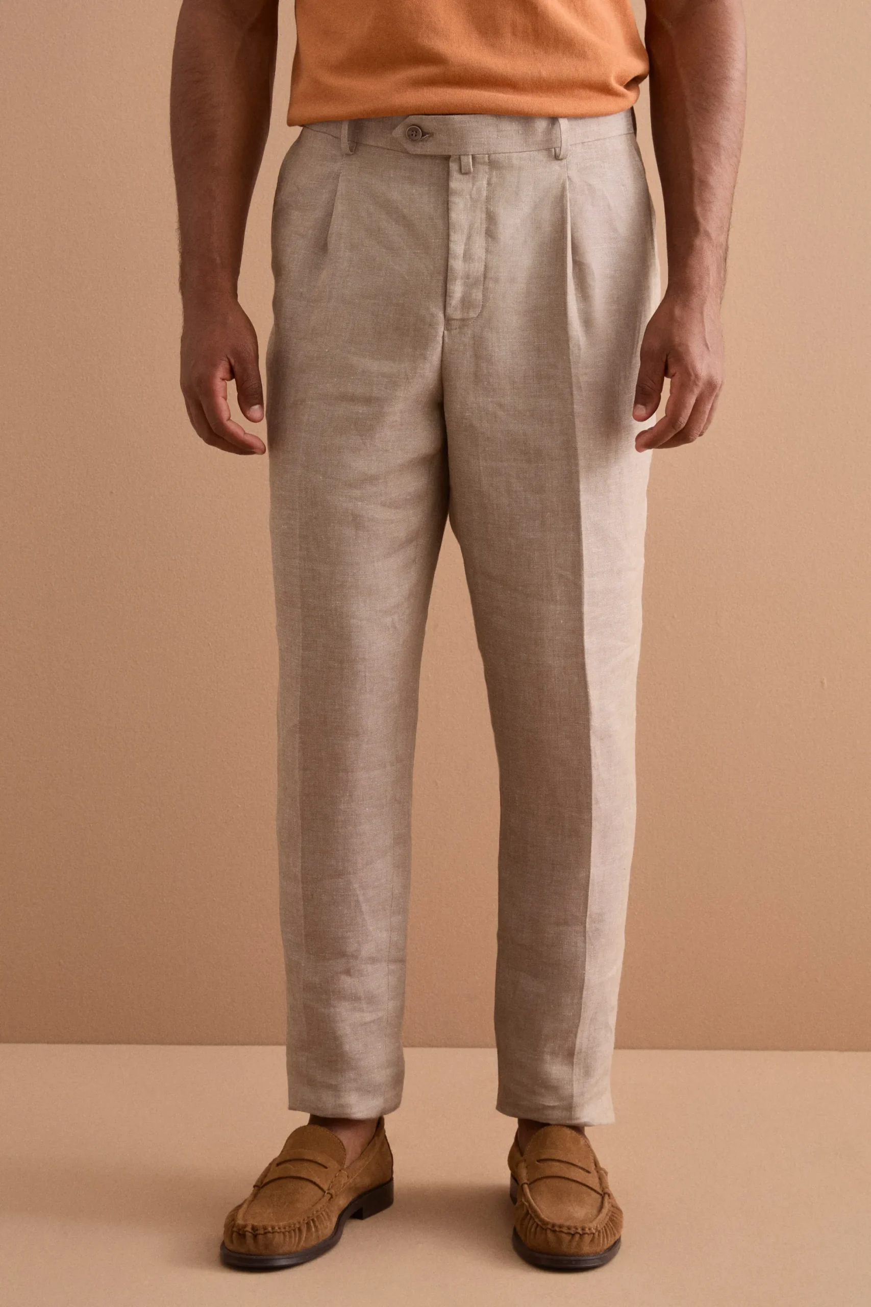 Abito Slim Fit Monopetto Semifoderato in Lino Melange - CAFFE