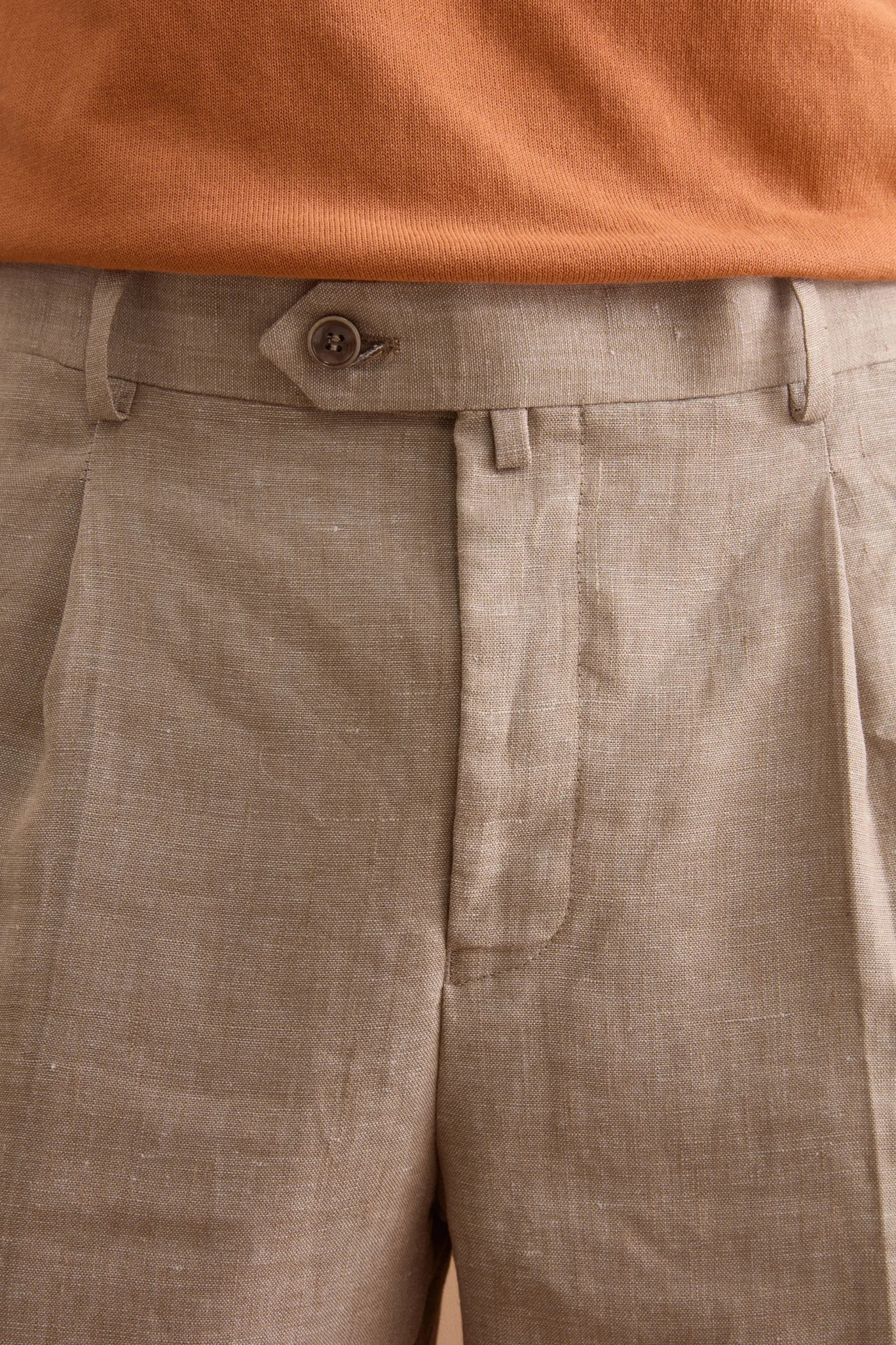 Abito Slim Fit Monopetto Semifoderato in Lino Melange - CAFFE