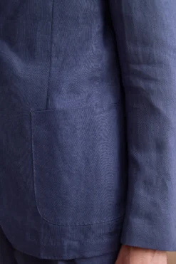 Abito Slim Fit Semifoderato in Lino - BLU