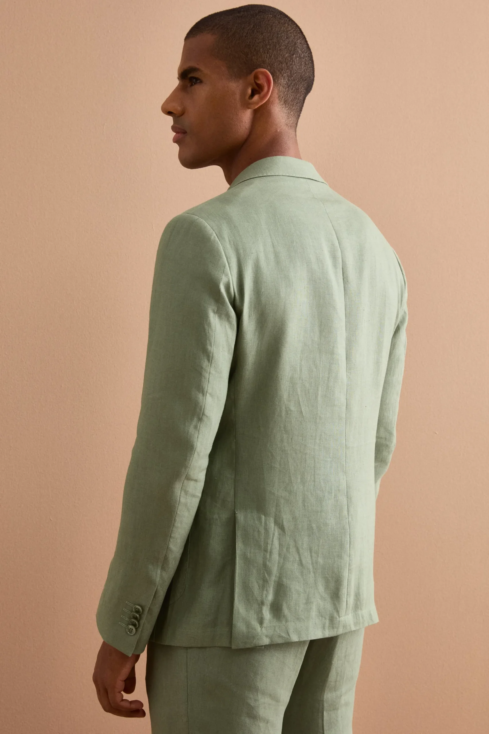 Abito Slim Fit Semifoderato in Lino - SALVIA