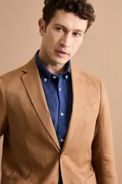 Abito Slim Fit Semifoderato in Lino - CAMOSCIO