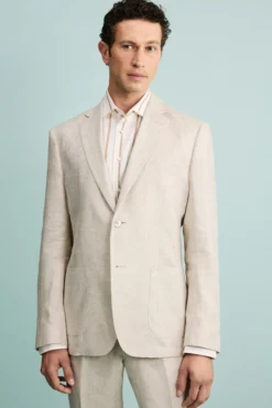 Abito Spigato Monopetto in Lino - BEIGE