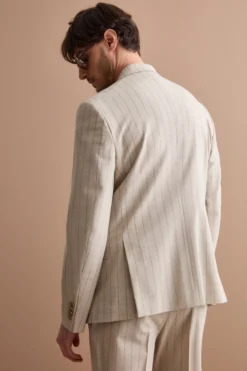 Abito Uomo in Lana Vergine Gessato Slim Fit - BEIGE GESSATO