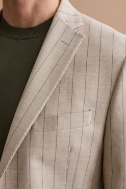Abito Uomo in Lana Vergine Gessato Slim Fit - BEIGE GESSATO