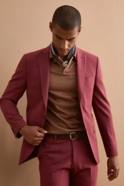 Abito Uomo Monopetto in Lino Slim Fit - BORDEAUX