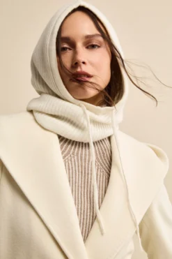 Balaclava a Coste in Cashmere - BIANCO