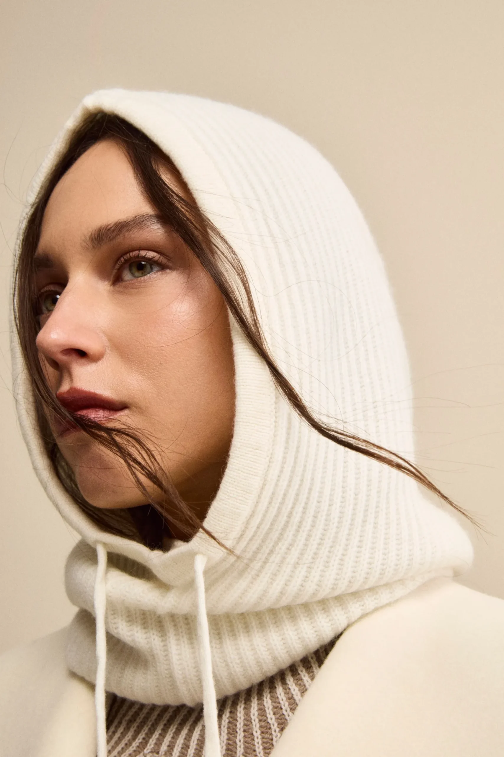 Balaclava a Coste in Cashmere - BIANCO