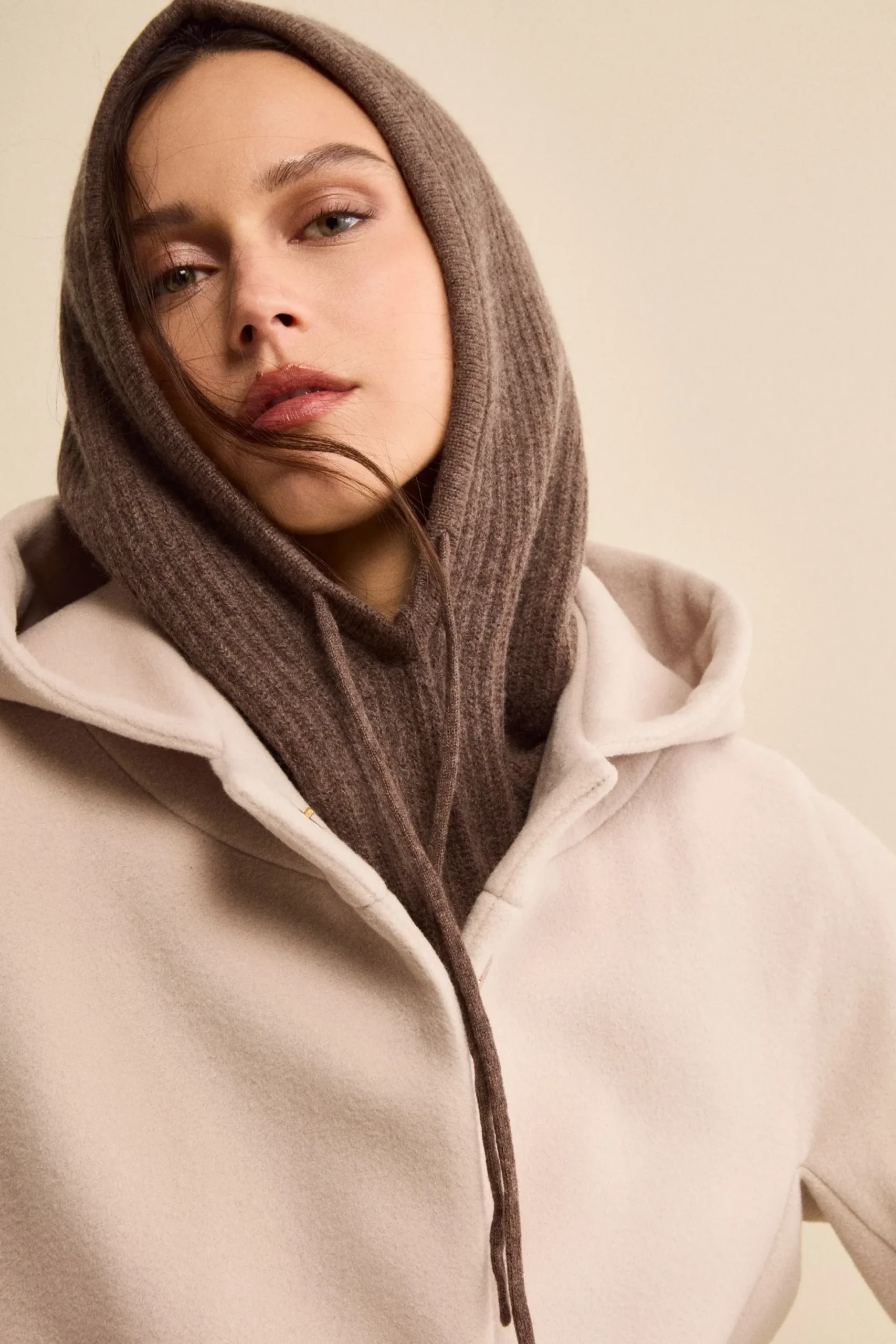 Balaclava a Coste in Cashmere - CASTAGNA