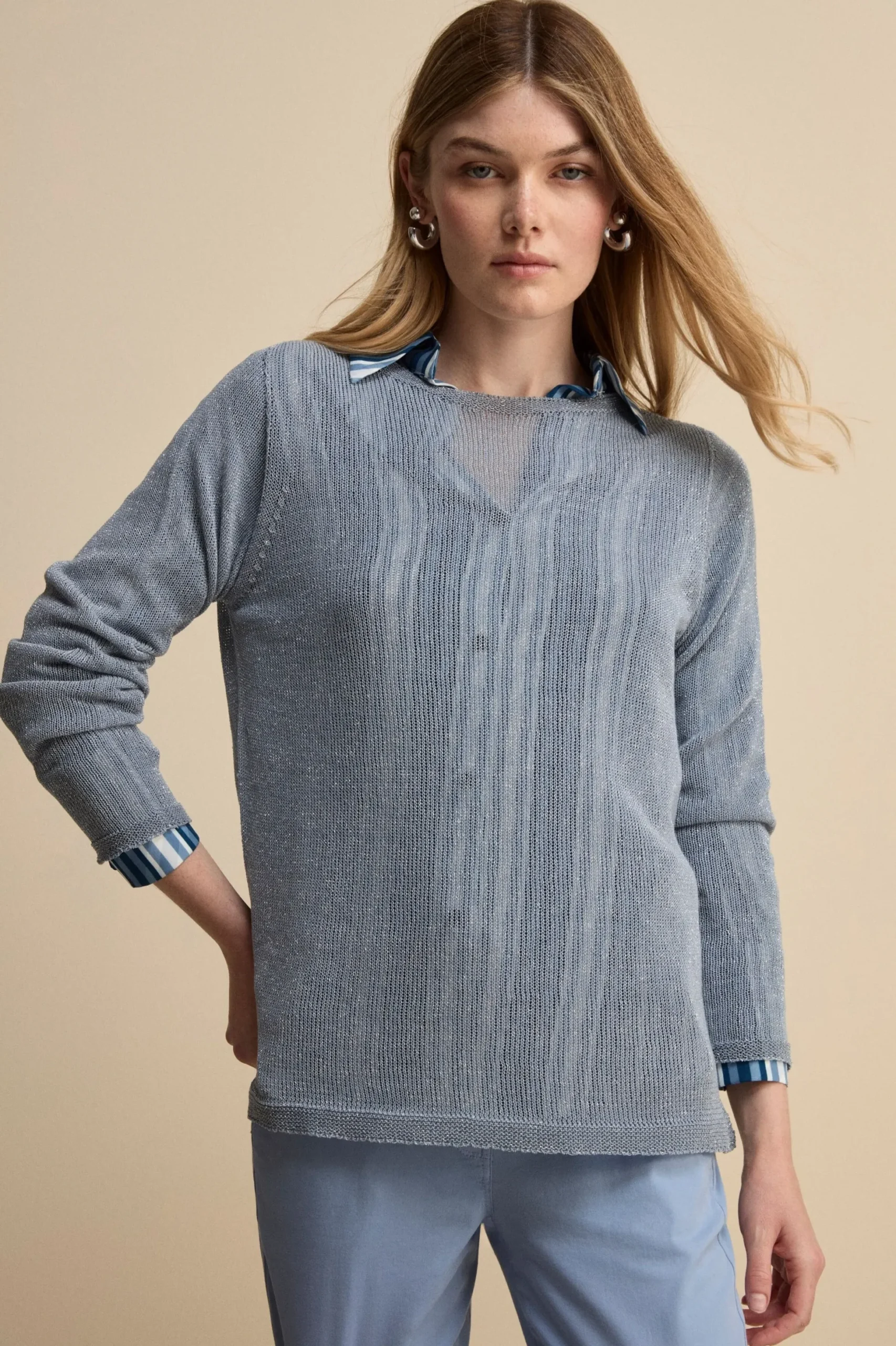 Barchetta Lurex in Cotone - AZZURRO