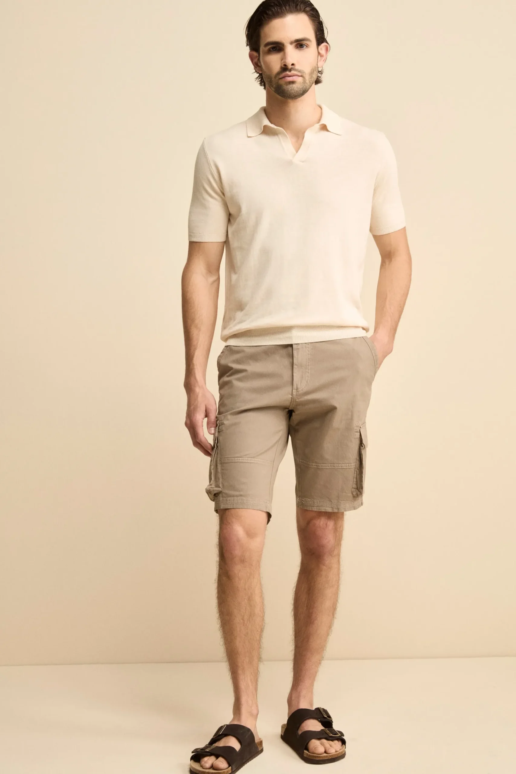 Bermuda Cargo in Cotone Canetté - FANGO
