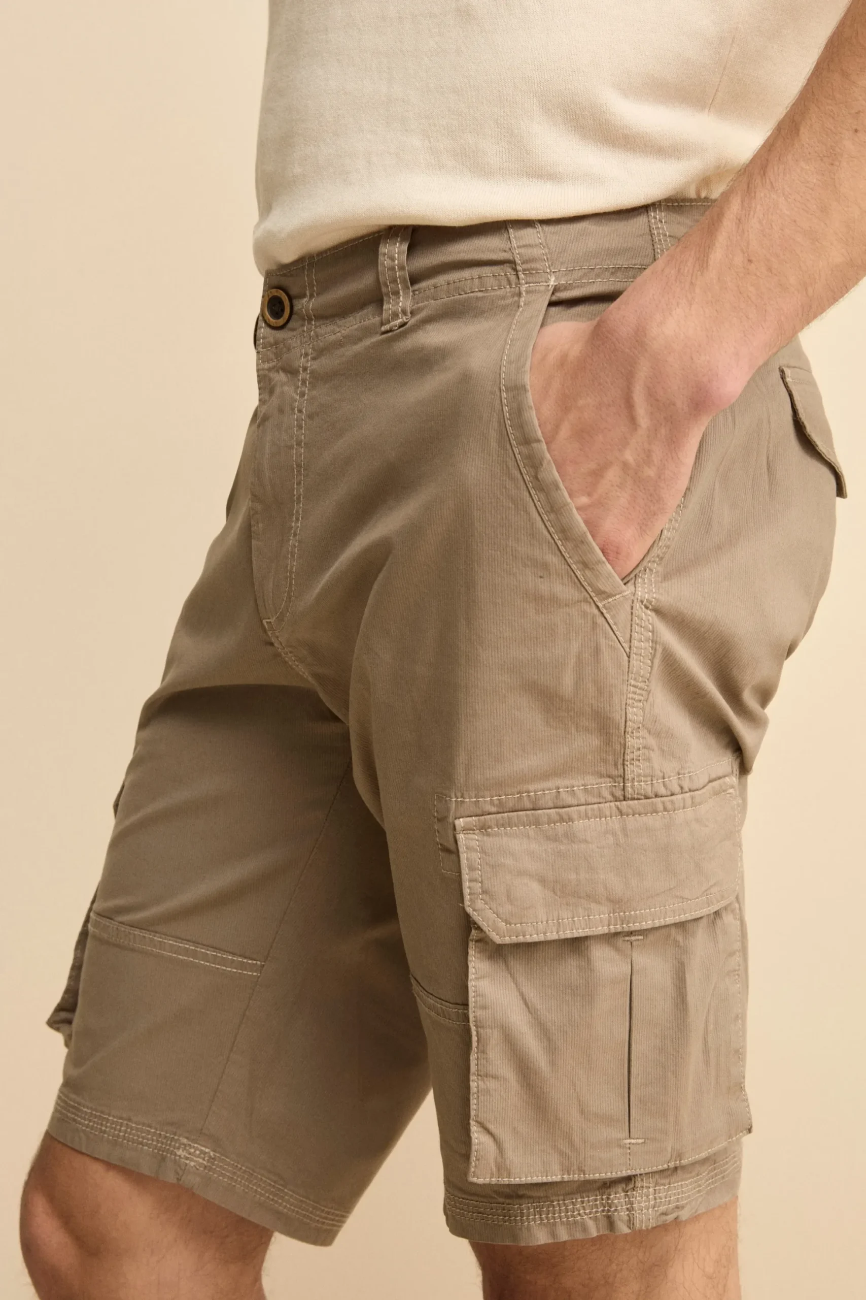 Bermuda Cargo in Cotone Canetté - FANGO