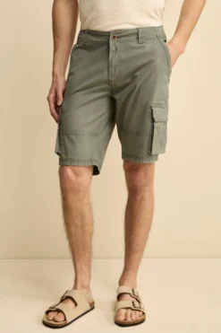 Bermuda Cargo in Cotone Canetté - VERDE MILITARE