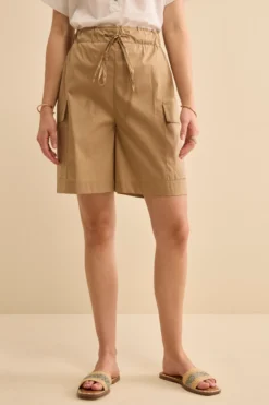 Bermuda Cargo in Tela con Coulisse - CAMMELLO