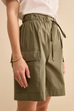Bermuda Cargo in Tela con Coulisse - VERDE MILITARE