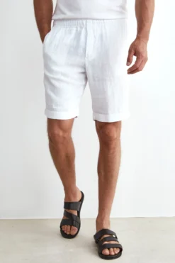 Bermuda Coulisse in Lino - BIANCO