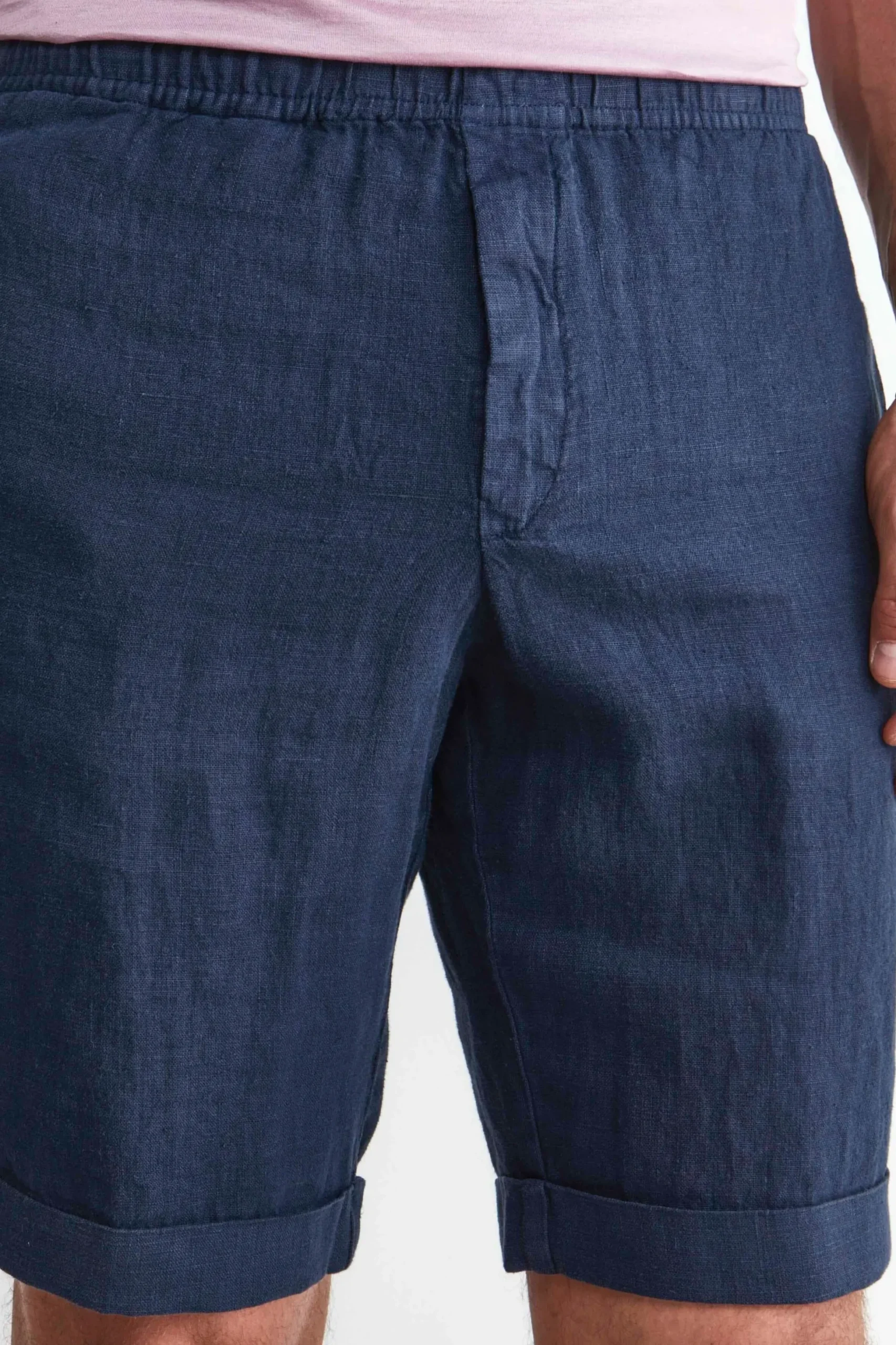 Bermuda Coulisse in Lino - BLU NOTTE