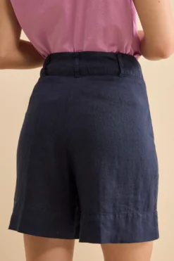 Bermuda in Lino con Bottoni - NAVY