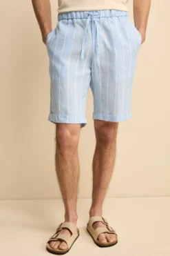 Bermuda in Lino con Coulisse - AZZURRO RIGATO