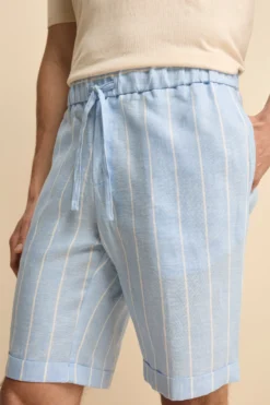 Bermuda in Lino con Coulisse - AZZURRO RIGATO