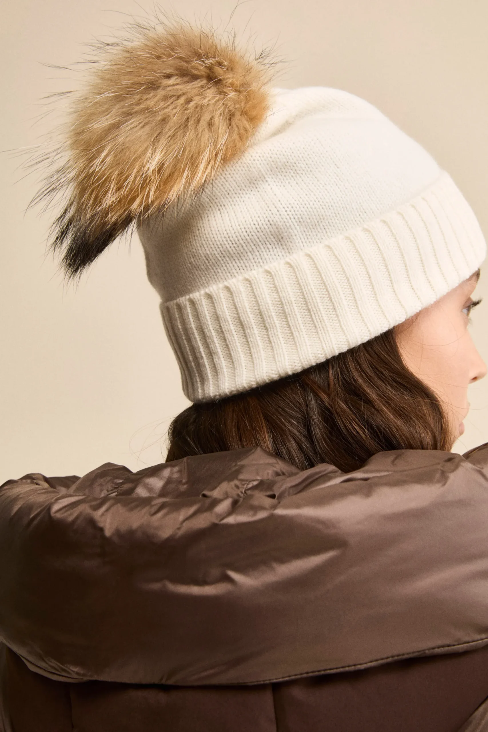 Berretto in Cashmere con Pompon - BIANCO