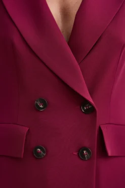 Blazer Doppiopetto Foderato in Cady - BORDEAUX