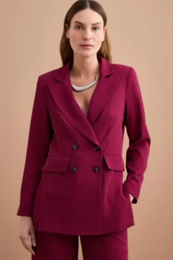 Blazer Doppiopetto Foderato in Cady - BORDEAUX