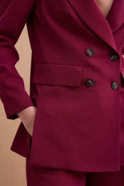 Blazer Doppiopetto Foderato in Cady - BORDEAUX