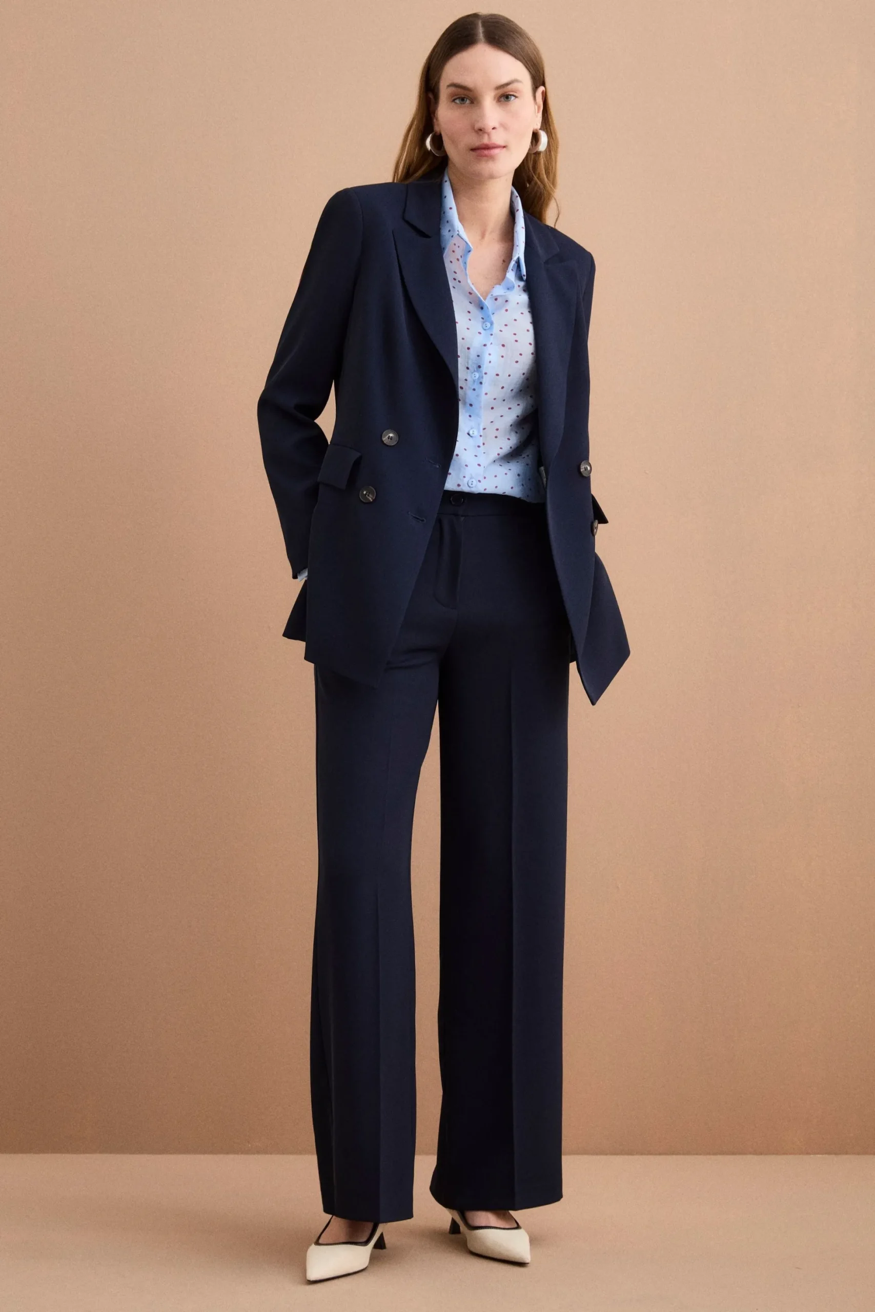 Blazer Doppiopetto Foderato in Cady - BLU