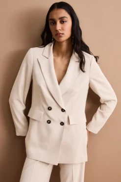 Blazer Doppiopetto Foderato in Cady - SABBIA