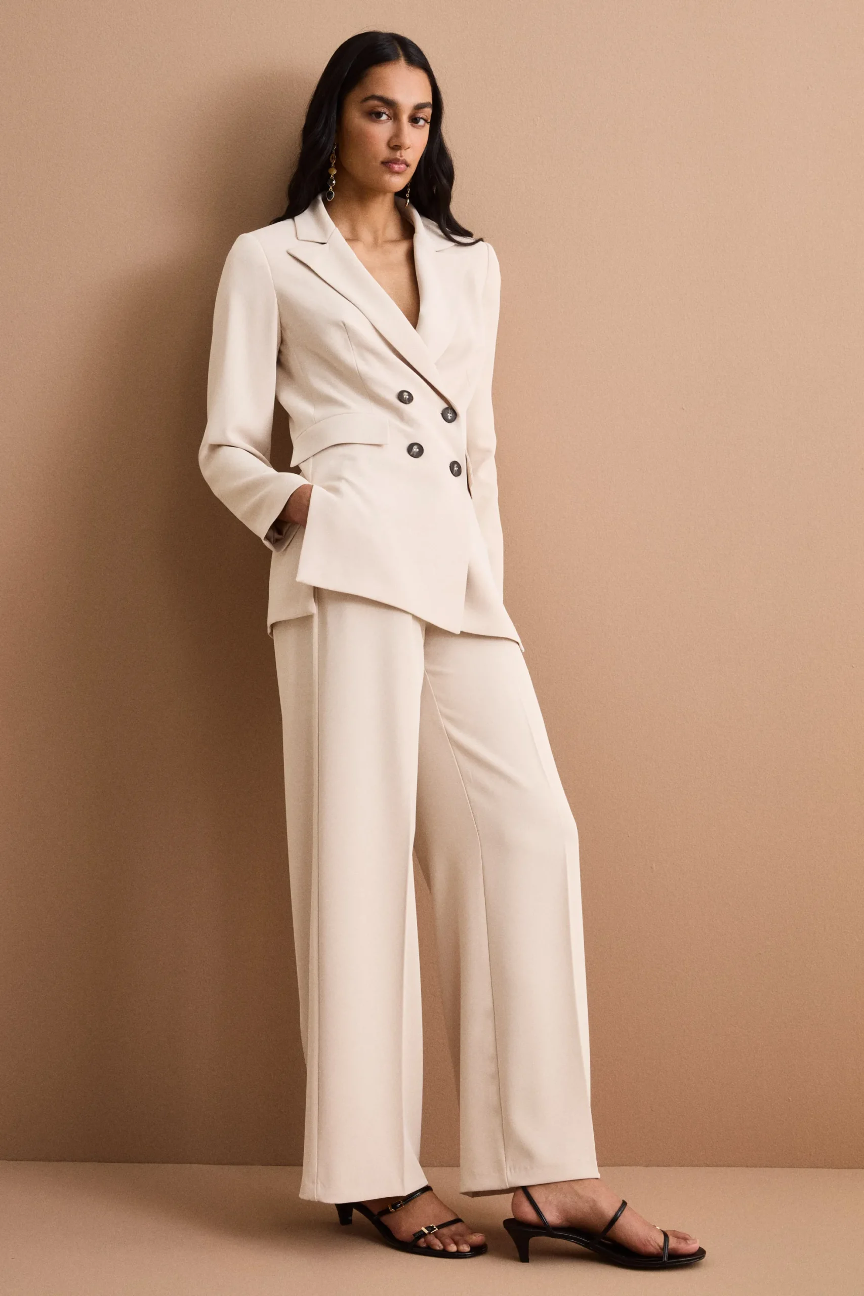 Blazer Doppiopetto Foderato in Cady - SABBIA