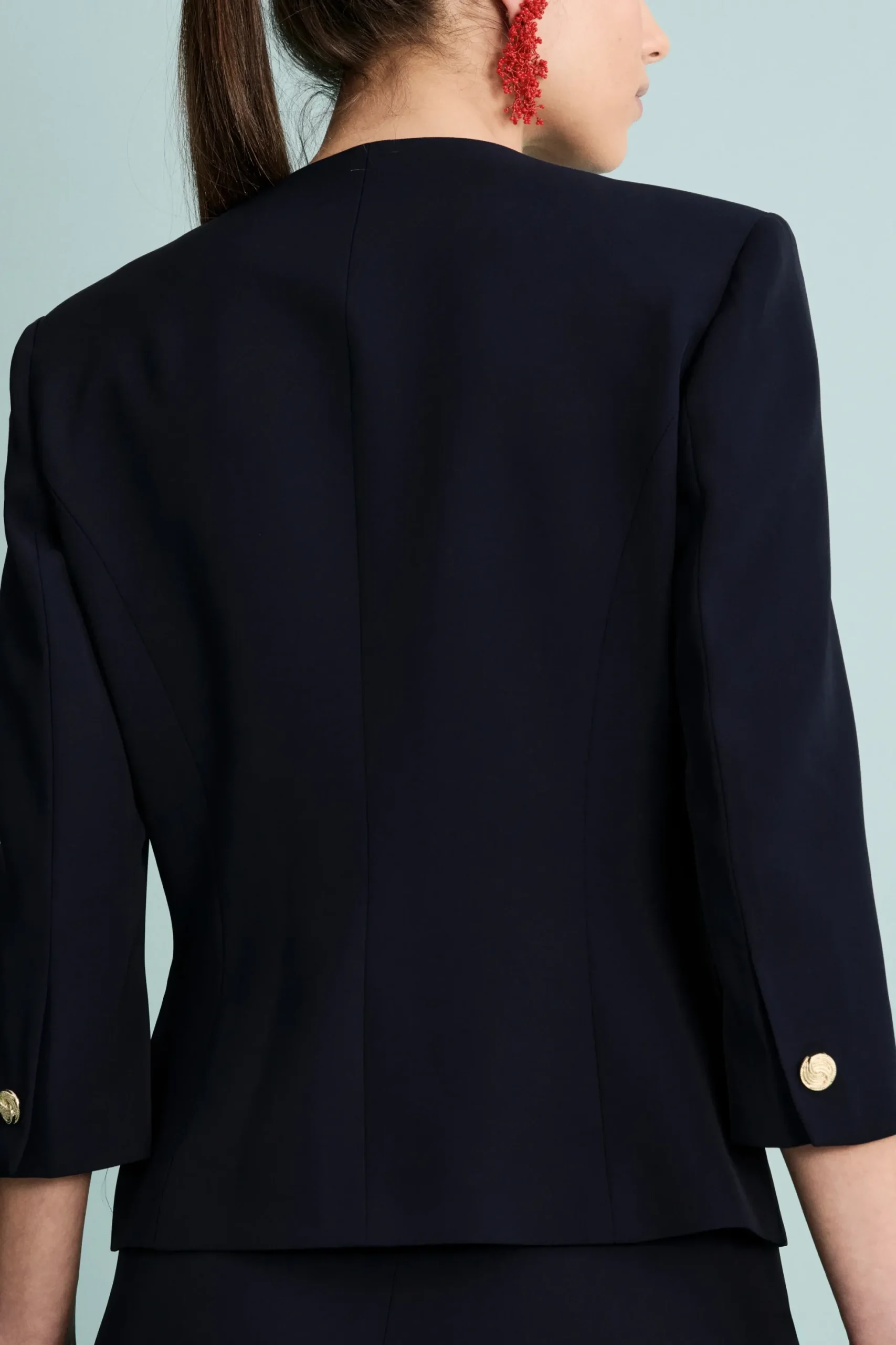 Blazer Elegante con Scollo Ampio - BLU