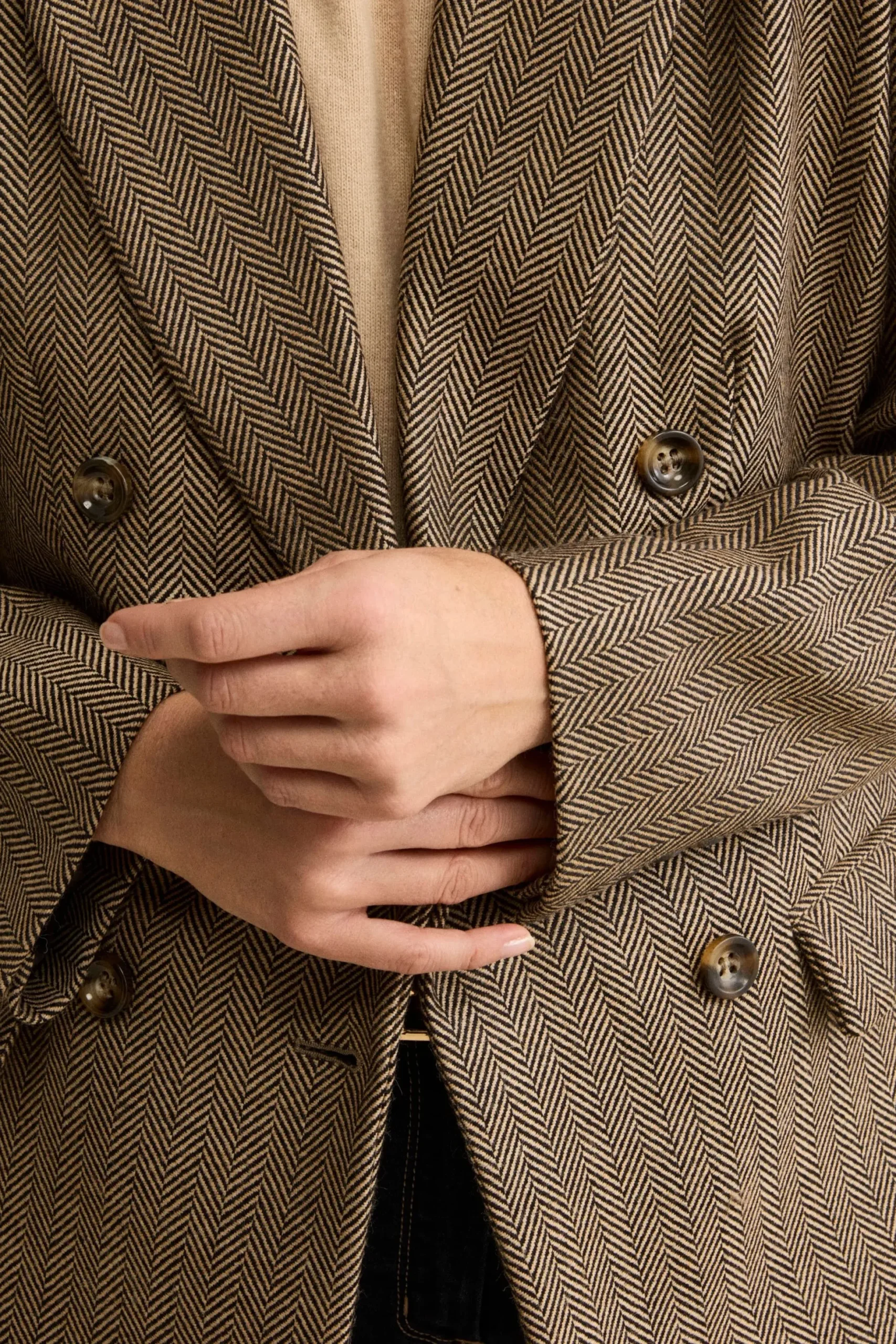 Blazer Foderato Doppiopetto in Lana Vergine - MATTONE SPIGATO