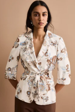 Blazer Habotai da Cerimonia con Cintura - FANT. MARRONE