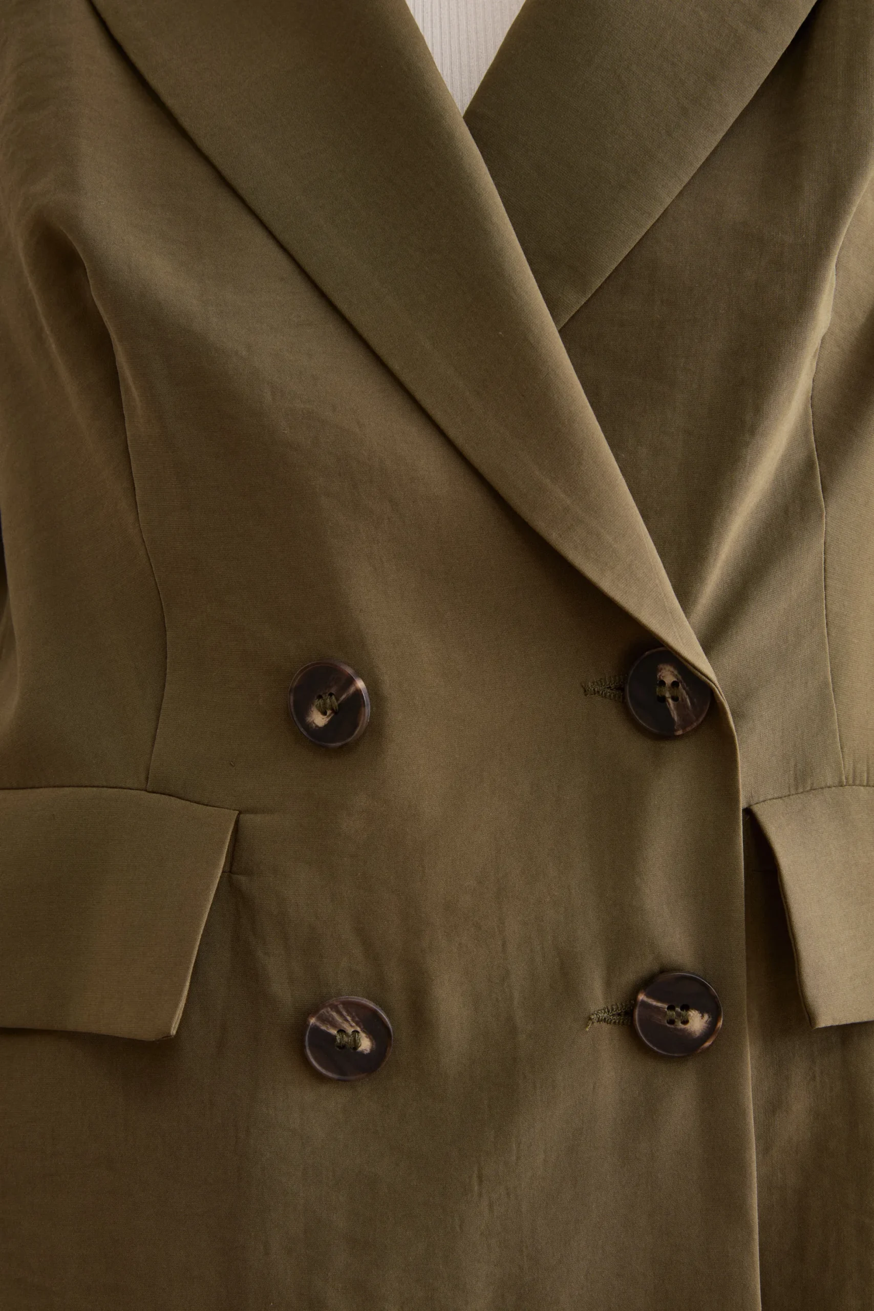 Blazer Lungo Doppiopetto con Revers - VERDE MILITARE