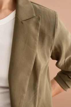 Blazer Lungo Doppiopetto con Revers - VERDE MILITARE