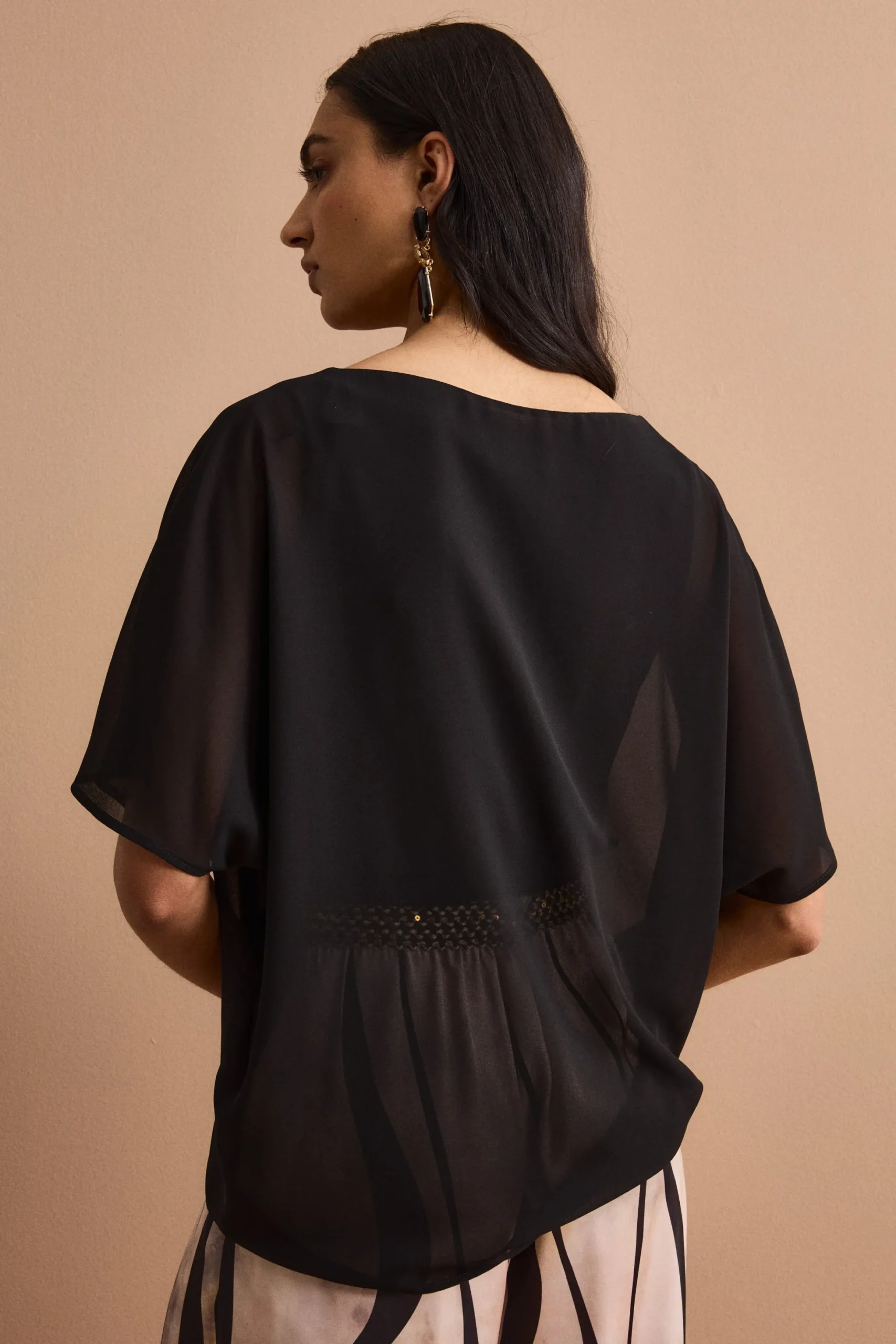 Blusa Cerimonia in Georgette con Fiocco - NERO