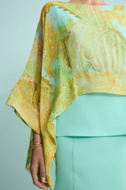 Blusa Creponne Elegante in Fantasia - FANT. ACQUA