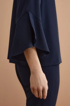 Blusa da Cerimonia Over in Cady con Manica a Spirale - BLU