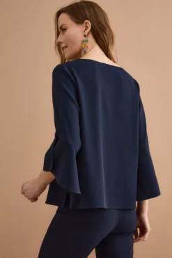 Blusa da Cerimonia Over in Cady con Manica a Spirale - BLU