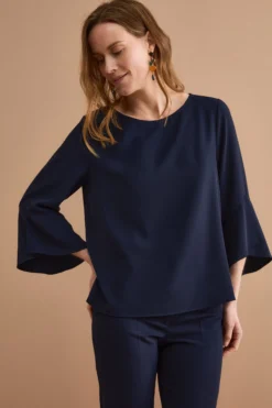 Blusa da Cerimonia Over in Cady con Manica a Spirale - BLU