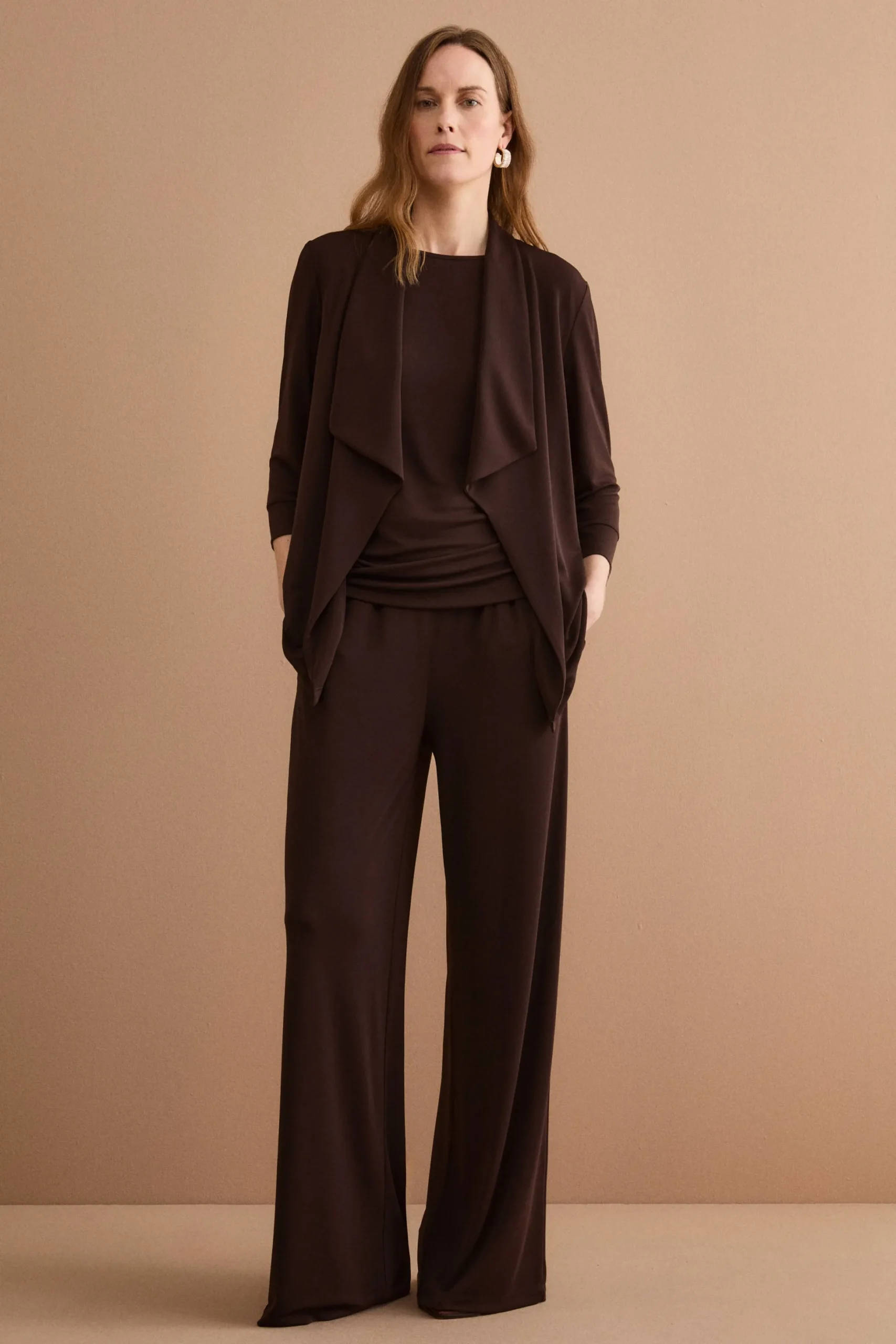 Blusa Elegante in Jersey Crêpe - CIOCCOLATO