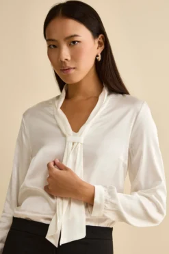 Blusa in Raso con Fiocco - PANNA
