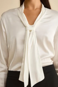 Blusa in Raso con Fiocco - PANNA