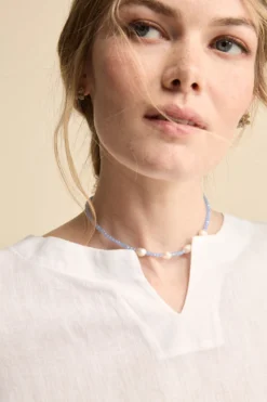 Blusa Morbida Girocollo in Lino - BIANCO