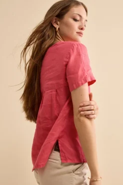 Blusa Morbida Girocollo in Lino - CORALLO