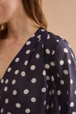 Blusa Over a Pois con Scollo a V - FANT. BLU