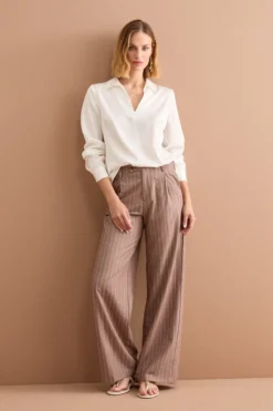 Blusa Over Elegante con Collo a Camicia - PANNA