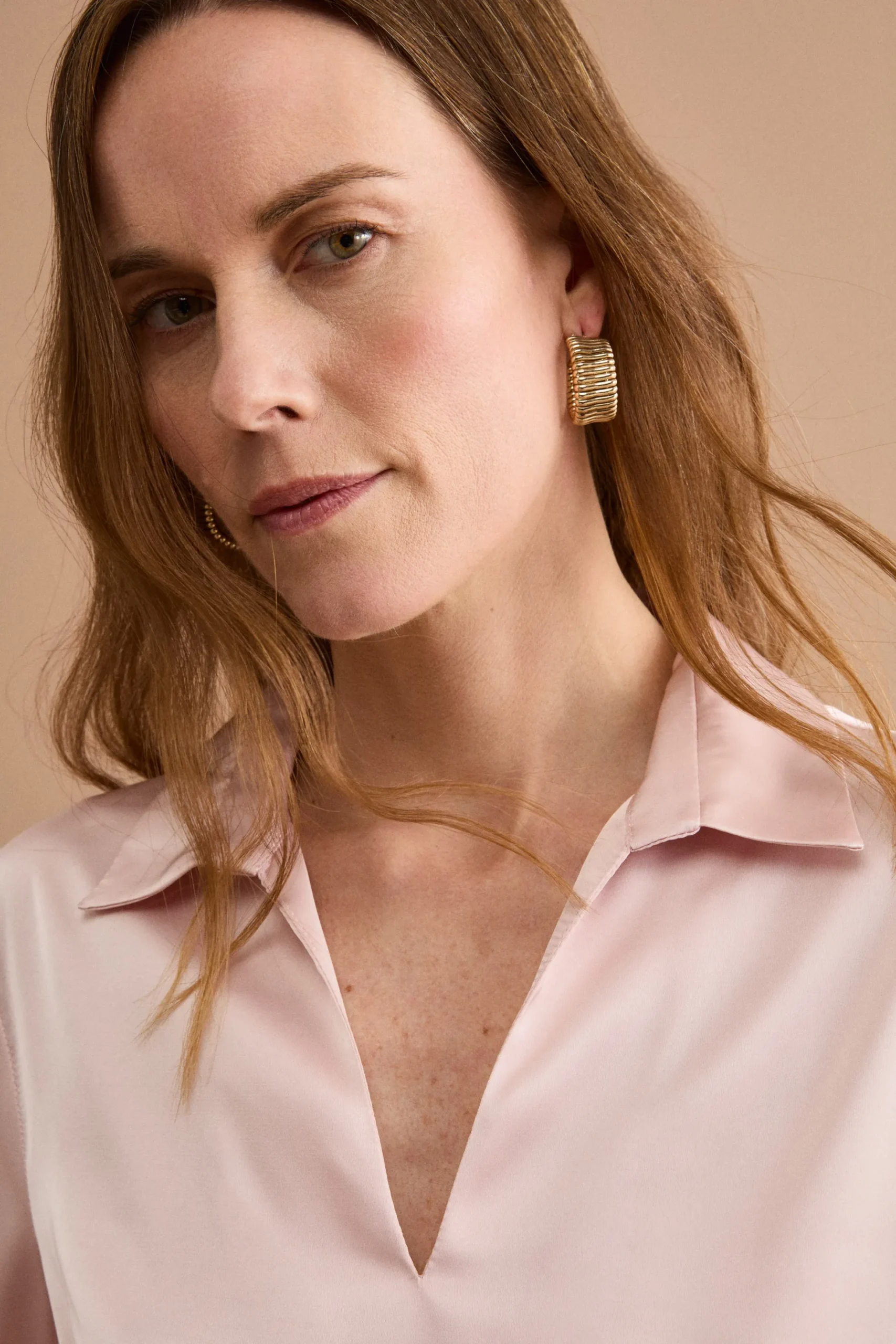 Blusa Over Elegante con Collo a Camicia - ROSA