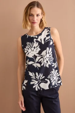 Blusa Smanicata Habotai con Fantasia - FANT. BLU